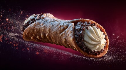 crisp Italian Cannoli shell filled with ricotta cream
