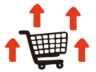 Shopping Basket and Rising Prices Vector Illustration &ndash; Inflation Concept