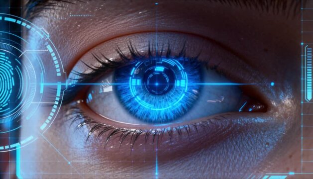 detailed 3d render of human eye iris scan for biometric security perfect for data privacy day