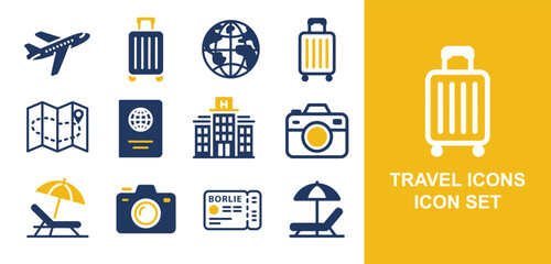 Travel icons and symbols for planning vacations and trips © suman