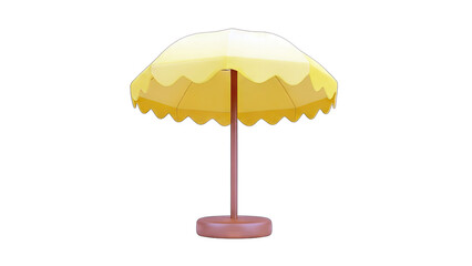 Yellow Beach Umbrella Isolated on White Background
