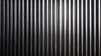 Vertical metal paneling creates patterns and shadows in a well-lit interior space during daylight hours