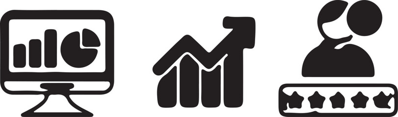 Business Analytics, Growth, and Customer Feedback Icons.