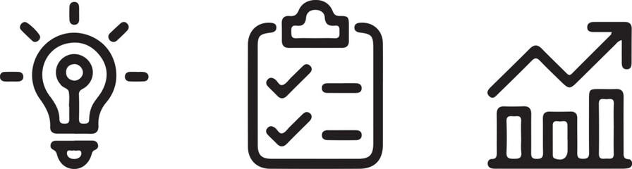 Business Planning, Innovation, and Growth Icons for Success.