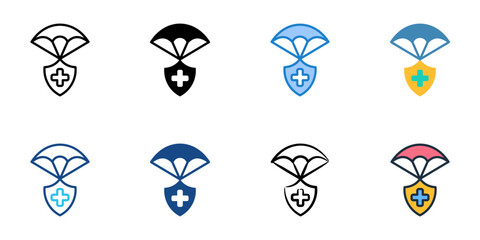 Disaster relief icons set multiple style collection. 
