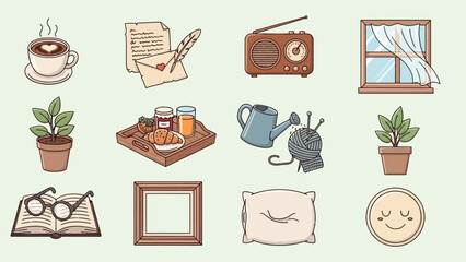 Cozy Icons of Home Comfort and Relaxation