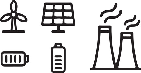 Solar and Battery Storage Icons for Sustainable Energy.