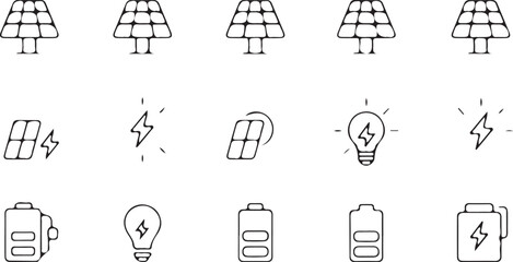 Battery and Power Charging Icons for Energy.