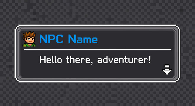 Retro Game Dialogue Box With Character Portrait And Greetings