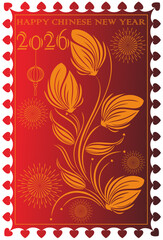 resolutions in the year of the horse 2026, with a red background illustration of a vector flower image