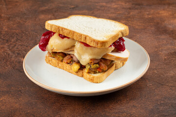 A view of a dairy-free, gluten-free Thanksgiving sandwich.