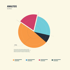Business Analysis symbol with pie chart. Business analysis icon for presentation Success, achievment, motivation business symbol