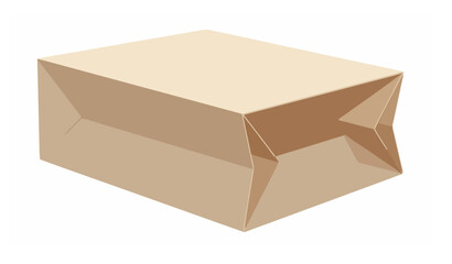 Rectangular beige paper bag vector illustration isolated on white