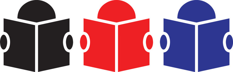 Student Reading Education Icon Set, Student with Book in Flat Design Book Icon, Education and Study Concept  Knowledge and Study Icon