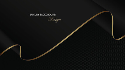 Luxury background vector design. Black luxury background with gold line and pattern decoration. Suit for award, card, invitation, certificate and others