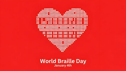 World braille day awareness graphic with heart design