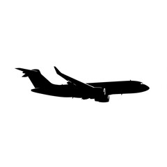 Silhouette of a large commercial airplane flying in the sky