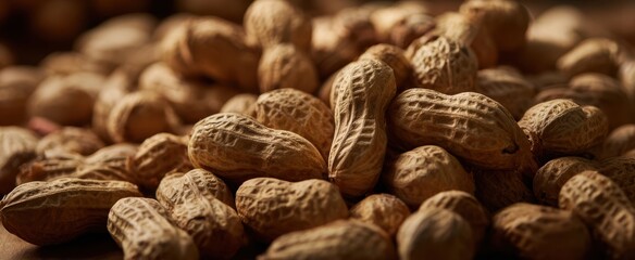 The Peanuts in Their Shells Piled in a Rustic Closeup Food Still Life