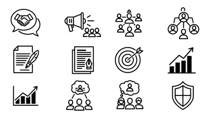 Set of business and finance icons for presentations and websites.