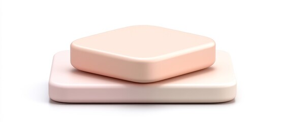 This image features two modern, rounded rectangular soaps stacked on a white backdrop, It can be used for products related to personal care, skincare, or minimalistic design aesthetics,