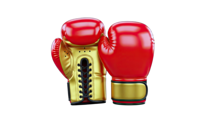 Red and Gold Boxing Gloves on White Background