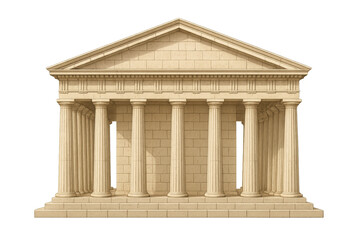 Naklejka premium Ancient greek style temple facade with classic columns and pediment, representing history, culture, and architecture