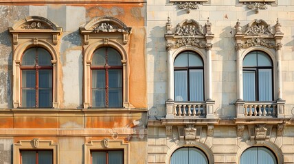 Obraz premium Classic European Building Facade with Elegant Architecture