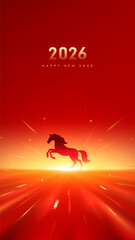 New Year red poster Horse Spring Festival abstract background