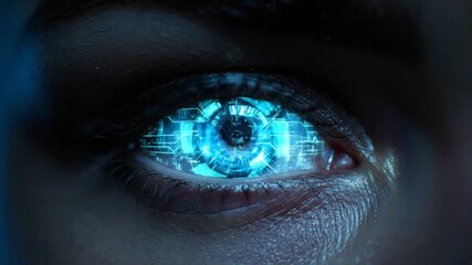 Close up of human eye with digital data overlay - Powered by Adobe