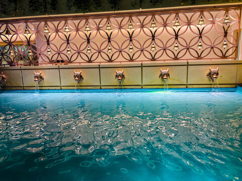 Fountain in BAPS Hindu Temple in Abu Dhabi
