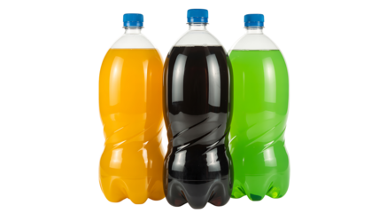 Assorted soft drink bottles isolated on white background
