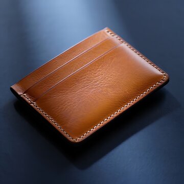 Luxury leather card holder in rich brown color with stitching