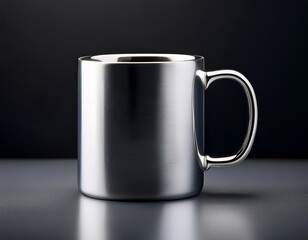 A single empty white ceramic coffee mug with a handle is isolated on a black background, representing a blank porcelain object for a hot morning breakfast beverage or tea at a cafe