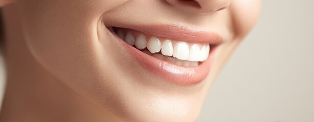 The Smile Close-Up Of A Woman Showing White Teeth And Rosy Lips