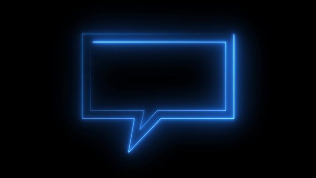 Neon text message pink color icon glowing animation black background enhanced for modern chat UI and digital communication visuals