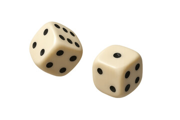 Pair of rolling dice representing chance, risk, gambling, and game outcomes with transparent background