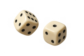 Pair of rolling dice representing chance, risk, gambling, and game outcomes with transparent background