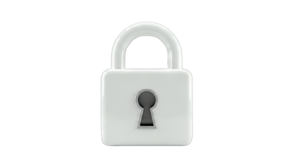 White Padlock Isolated on White Background for Security Concept