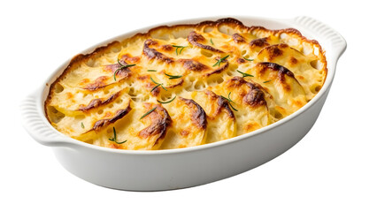 Potato gratin png baked potato dish png cheesy gratin png creamy potato layers png transparent background image
