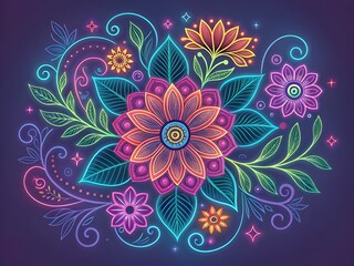 Abstract colorful floral background with blooming flowers and artistic design