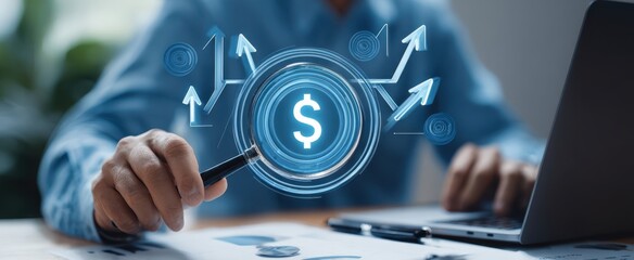 The Dollar Sign Hologram Representing Financial Growth and Digital Investment Strategies