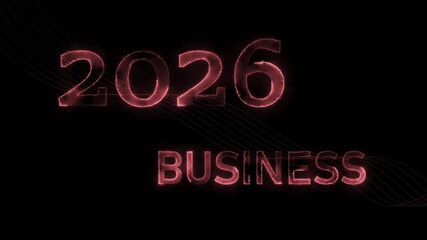 Glowing golden text 2026 BUSINESS animation on a black background
