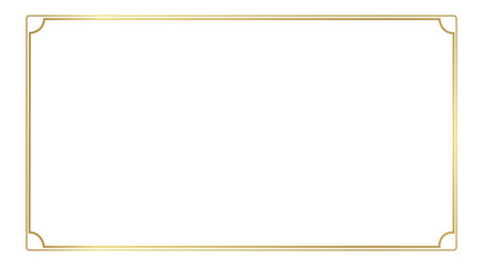 Rectangle vintage gold frame for web presentation, horizontal border in oriental style ,png with transparent background.
