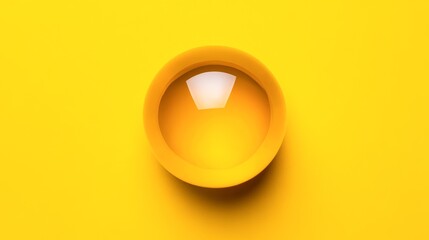 A vibrant yellow background showcases a glossy spherical shape, reflecting light beautifully, Ideal for use in food-related projects, marketing materials, or abstract art themes,