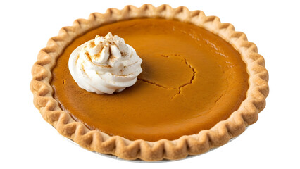 Classic pumpkin pie with whipped cream and a sprinkle of cinnamon