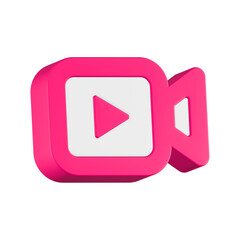 play camera icon 3d pink color