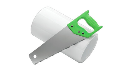 Saw Cutting PVC Pipe - Construction Concept