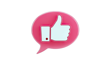 3D Like Icon in Pink Speech Bubble on White Background