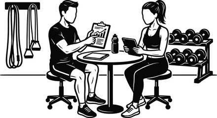 Personal Trainer Consultation Vector Illustration for Fitness Coaching