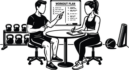 Personal Trainer Consultation Vector Illustration for Fitness Coaching